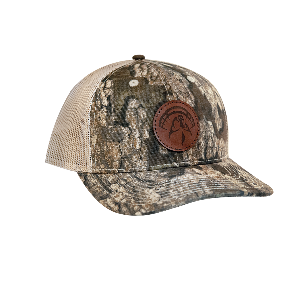 Custom Camo Leather Patch Hat Mossy Oak Realtree Laser Engraved