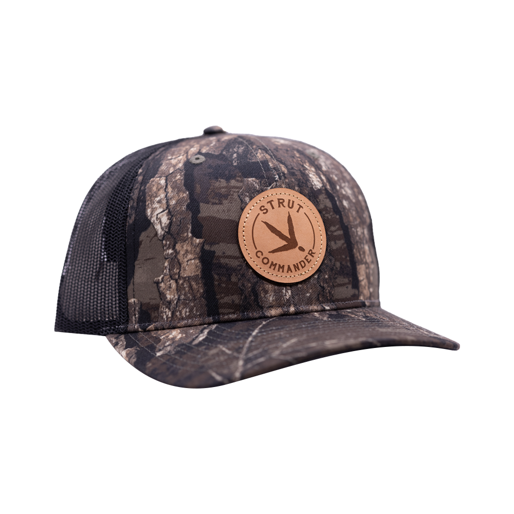 Strut Commander Turkey Tracks Leather Patch Hat in Realtree Timber